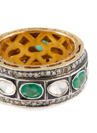 Detail View - Click To Enlarge - AMRAPALI LONDON - Diamond Emerald 14K Gold Silver Ring