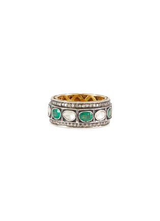 Main View - Click To Enlarge - AMRAPALI LONDON - Diamond Emerald 14K Gold Silver Ring