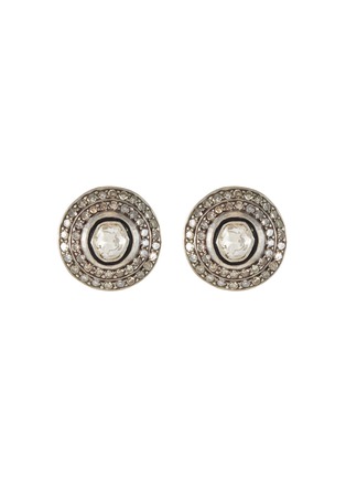 Main View - Click To Enlarge - AMRAPALI LONDON - Diamond 14K Gold Silver Round Stud Earring