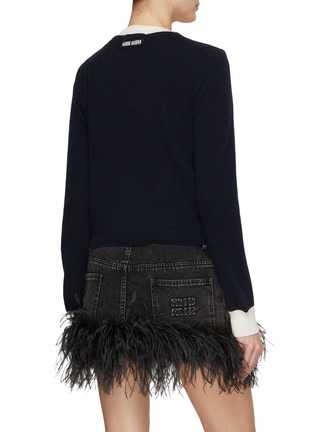 Back View - Click To Enlarge - MIU MIU - BUTTON EMBELLISHED CREWNECK CASHMERE KNIT CARDIGAN