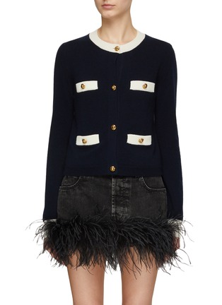 Main View - Click To Enlarge - MIU MIU - BUTTON EMBELLISHED CREWNECK CASHMERE KNIT CARDIGAN