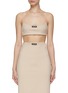 Main View - Click To Enlarge - MIU MIU - LOGO EMBROIDERED PATCH SPAGHETTI STRAP JERSEY BRA TOP