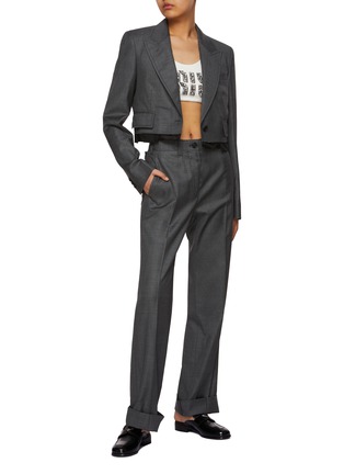 Figure View - Click To Enlarge - MIU MIU - High Rise Cuffed Leg Tailored Pants