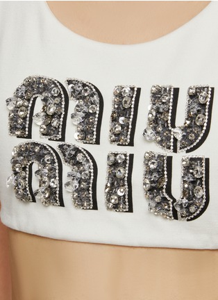  - MIU MIU - Crystal Embellished Scoop Neck Cropped Tank Top