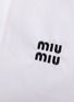 - MIU MIU - Logo Embroidered Crystal Embellished Cotton Poplin Cropped Button Up Shirt