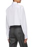 Back View - Click To Enlarge - MIU MIU - Logo Embroidered Crystal Embellished Cotton Poplin Cropped Button Up Shirt