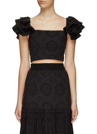 Front View - Click To Enlarge - LANE CRAWFORD - ALICE + OLIVIA TWIN SET<br>BRODERIE ANGLAISE TOP & SKIRT