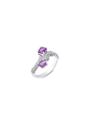 Main View - Click To Enlarge - MAISONALT - ‘Forest Alt Woody’ Diamond Double Pink Sapphire Platinum Ring