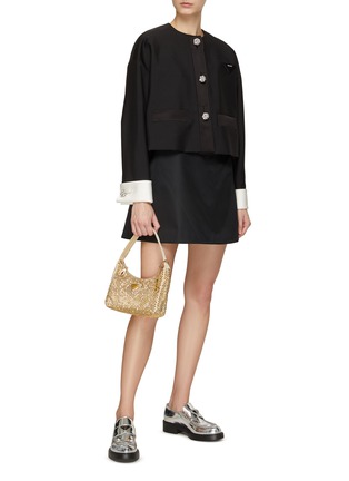 Figure View - Click To Enlarge - PRADA - CRYSTAL EMBELLISHED BUTTON CREWNECK JACKET