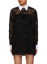 Main View - Click To Enlarge - PRADA - Lace Contrast Point Collar Long Sleeve Mini Dress