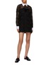 Figure View - Click To Enlarge - PRADA - Lace Contrast Point Collar Long Sleeve Mini Dress
