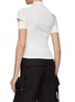 Back View - Click To Enlarge - HELMUT LANG - HIGH NECK SHORT SLEEVE CUTOUT DETAIL RIBBED KNIT T-SHIRT
