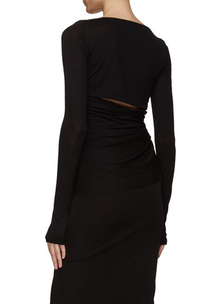 Back View - Click To Enlarge - HELMUT LANG - ‘SCALA’ THUMB HOLE LONG SLEEVE SLIT DETAIL TOP