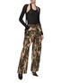 Figure View - Click To Enlarge - DION LEE - Camouflage Print Multi Pocket Wide Leg Cargo Pants