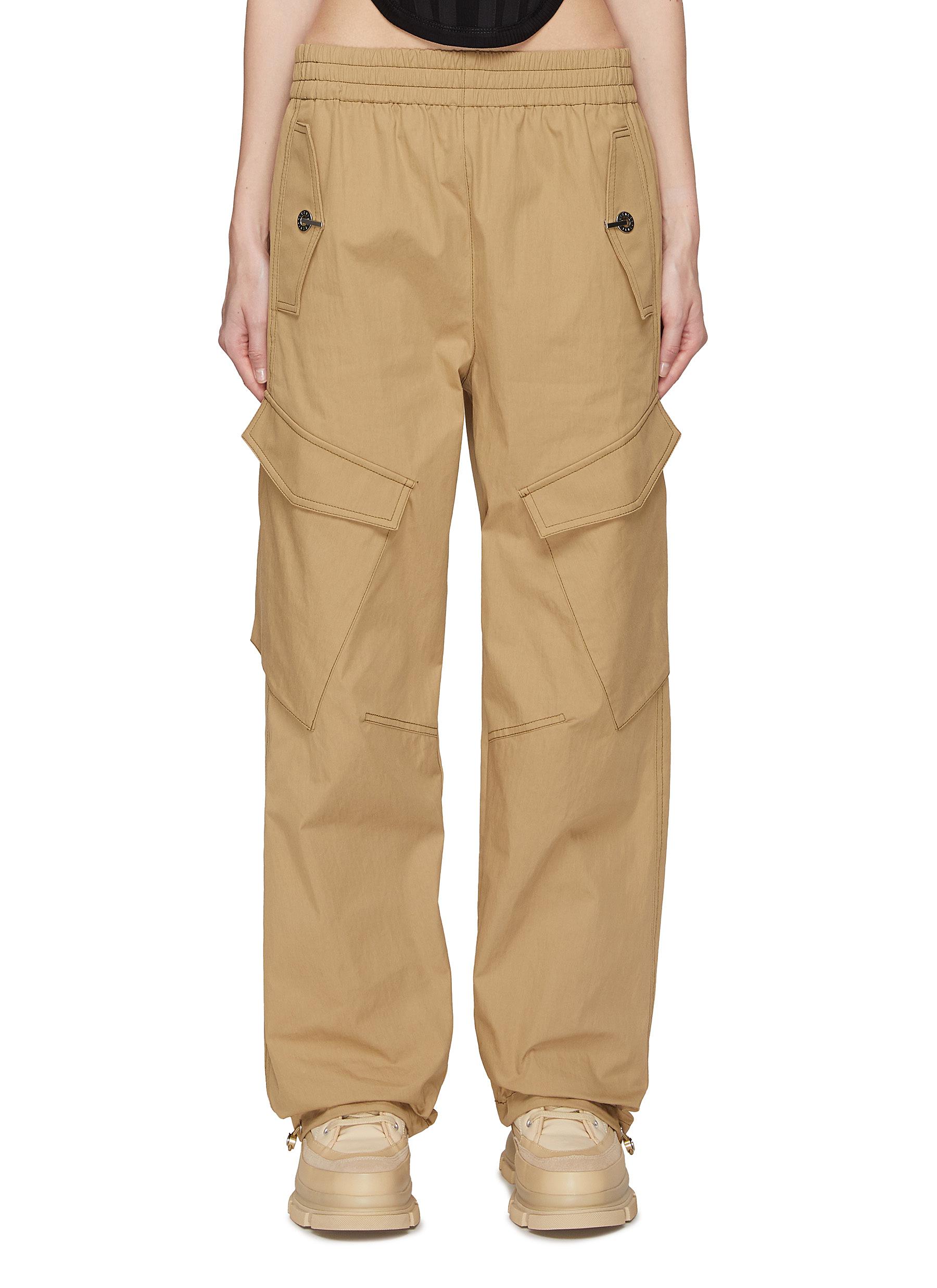 Shop Dion Lee Elasticated Waist Low Rise Latch Cargo Pants In Green