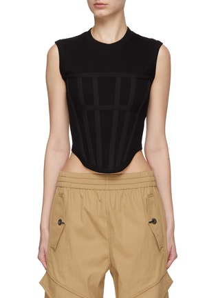 Main View - Click To Enlarge - DION LEE - RIBBED CORSET TANK TOP