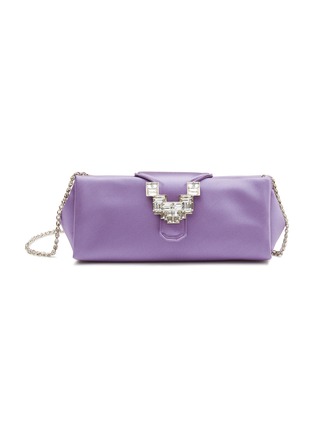 Main View - Click To Enlarge - RODO - ‘Anthea’ Crystal Embellished Buckle Satin Clutch