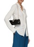 Front View - Click To Enlarge - RODO - ‘Anthea’ Crystal Embellished Buckle Crocodile Embossed Leather Clutch