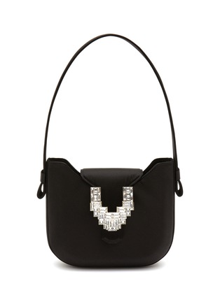 Main View - Click To Enlarge - RODO - ‘Amira’ Crystal Embellished Buckle Satin Hobo Bag