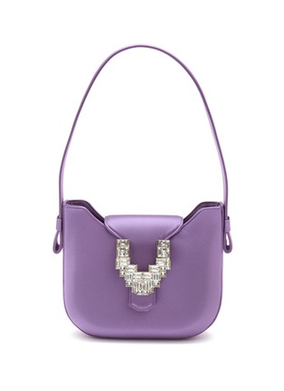 Main View - Click To Enlarge - RODO - ‘Amira’ Crystal Embellished Buckle Satin Hobo Bag