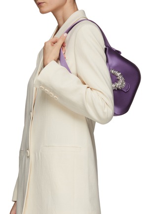 Figure View - Click To Enlarge - RODO - ‘Amira’ Crystal Embellished Buckle Satin Hobo Bag