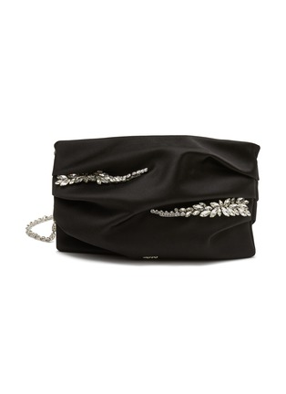 Main View - Click To Enlarge - RODO - ‘Abby’ Strass Embellished Vine Ruched Satin Clutch