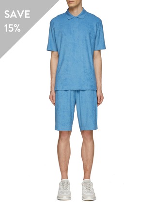 Main View - Click To Enlarge - LANE CRAWFORD - SUNSPEL TWIN SET<br> BLUE TOWELLING POLO SHIRT & DRAWSTRING SHORTS
