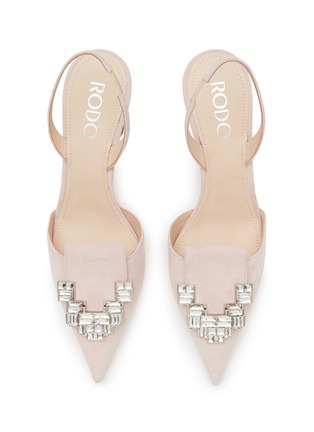 Detail View - Click To Enlarge - RODO - ‘Dafne’ Strass Embellished Suede Point Toe Slingback Heels