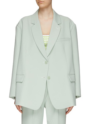 Front View - Click To Enlarge - LANE CRAWFORD - EQUIL TWIN SET<br> PASTEL GREEN SINGLE-BREASTED BLAZER & PANTS