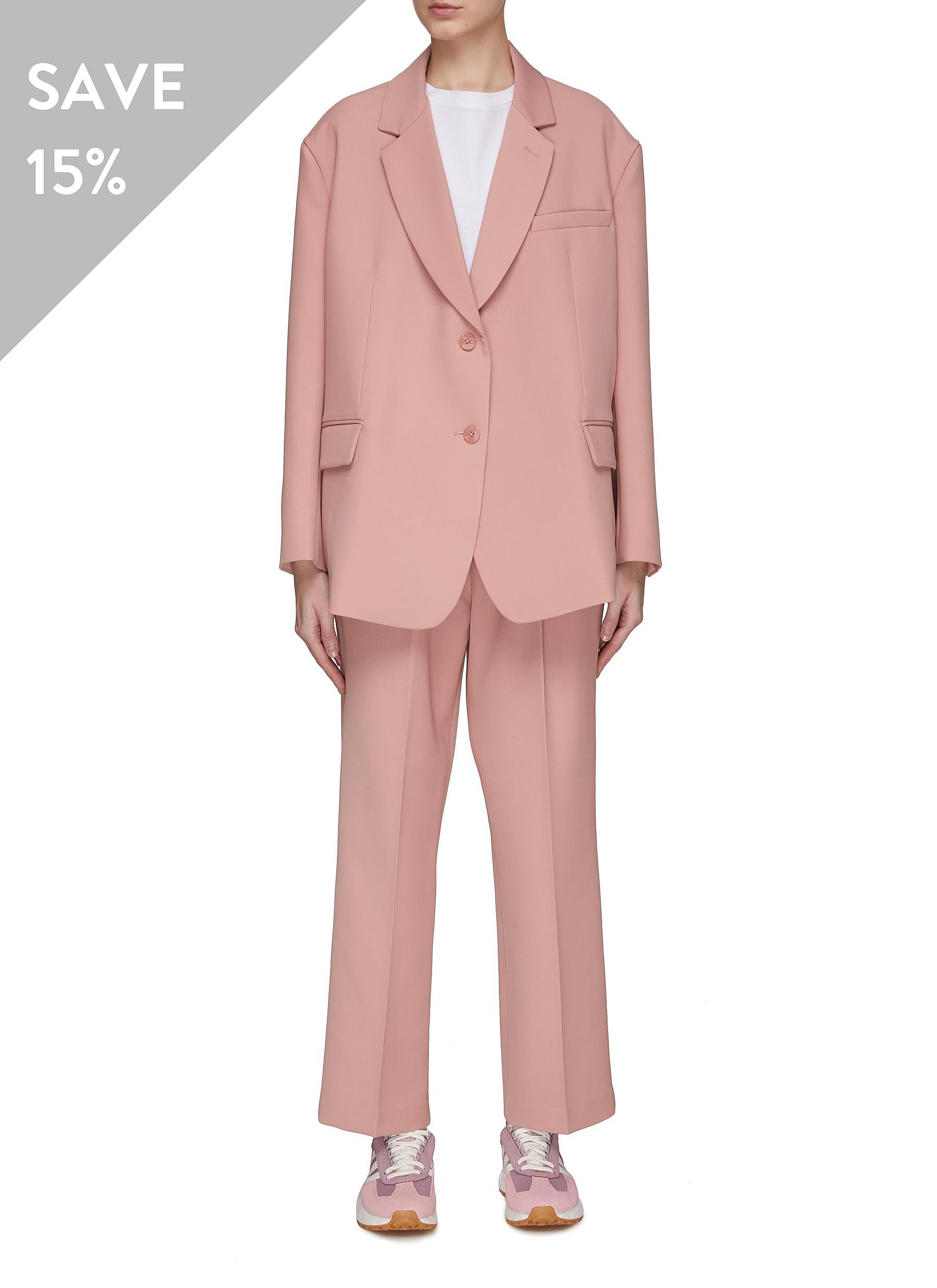 EQUIL TWIN SET PALE PINK SINGLE-BREASTED BLAZER & PANTS