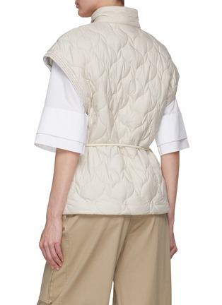 Back View - Click To Enlarge - PESERICO - Cap Sleeve Lace Belt Quilted Waistcoat