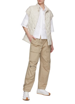 Figure View - Click To Enlarge - PESERICO - Cap Sleeve Lace Belt Quilted Waistcoat