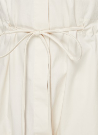  - PESERICO - Band Collar Drawstring Waist Cotton Satin Blend Midi Flounce Dress
