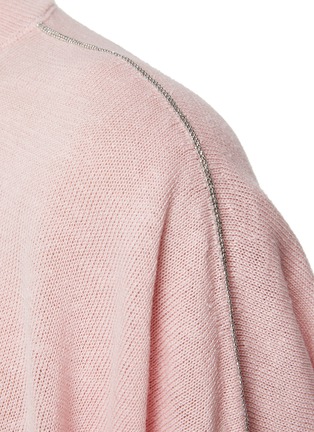  - PESERICO - Beaded Shoulder Curved Hem Quarter Sleeve Sweater