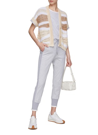 Figure View - Click To Enlarge - PESERICO - Sequin Embellished Hidden Placket Cap Sleeve Knit Cardigan