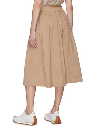 Back View - Click To Enlarge - PESERICO - Pleated Detail High Waist Cotton Poplin Midi Skirt