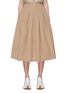 Main View - Click To Enlarge - PESERICO - Pleated Detail High Waist Cotton Poplin Midi Skirt