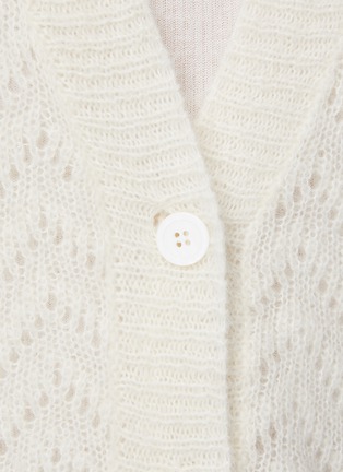  - PESERICO - Perforated Chevron Motif Quarter Sleeve Alpaca Wool Knit Cardigan