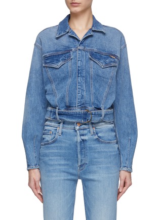 Main View - Click To Enlarge - MOTHER - ‘The Belted’ Curved Sleeve D-Ring Belt Medium Washed Denim Jacket