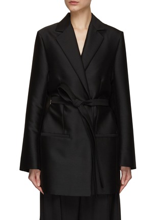 Main View - Click To Enlarge - TOTEME - Belted Notch Lapel Open Front Blazer