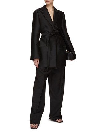 Figure View - Click To Enlarge - TOTEME - Belted Notch Lapel Open Front Blazer