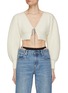 Main View - Click To Enlarge - ALEXANDERWANG - Crystal Embellished Tie Wool Blend Knit Cropped Cardigan