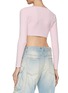 Back View - Click To Enlarge - ALEXANDER WANG - Crystal Embellished Tie Cotton Blend Knit Super Cropped Cardigan