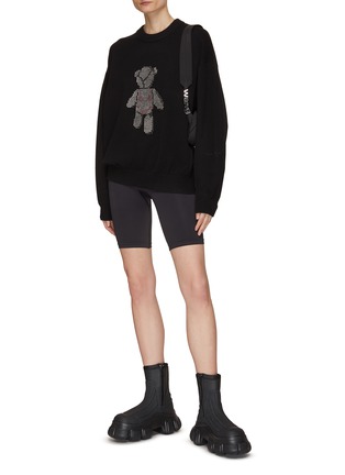 Figure View - Click To Enlarge - ALEXANDER WANG - Crystal Embellished Bear Wool Knit Crewneck Sweater