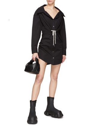 Figure View - Click To Enlarge - ALEXANDERWANG - Button Up Crystal Tie Twisted Front Dress