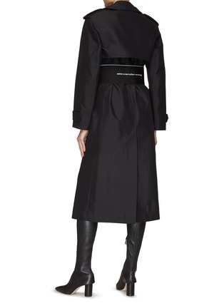 Back View - Click To Enlarge - ALEXANDER WANG - Logo Elastic Waist Concealed Placket Trench Coat