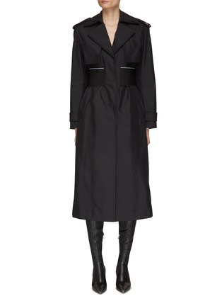 Main View - Click To Enlarge - ALEXANDER WANG - Logo Elastic Waist Concealed Placket Trench Coat