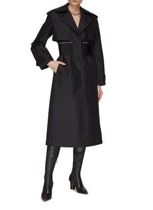 Figure View - Click To Enlarge - ALEXANDER WANG - Logo Elastic Waist Concealed Placket Trench Coat