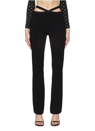 Main View - Click To Enlarge - T BY ALEXANDER WANG - Criss Cross Logo Print Trim Straight Leg Pants