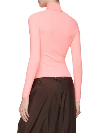 Back View - Click To Enlarge - T BY ALEXANDER WANG - Textured Logo Long Sleeve Turtleneck Top